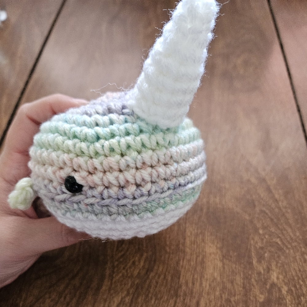 Crochet Pastel Narwhal Amigurumi - Picture 3 of 16